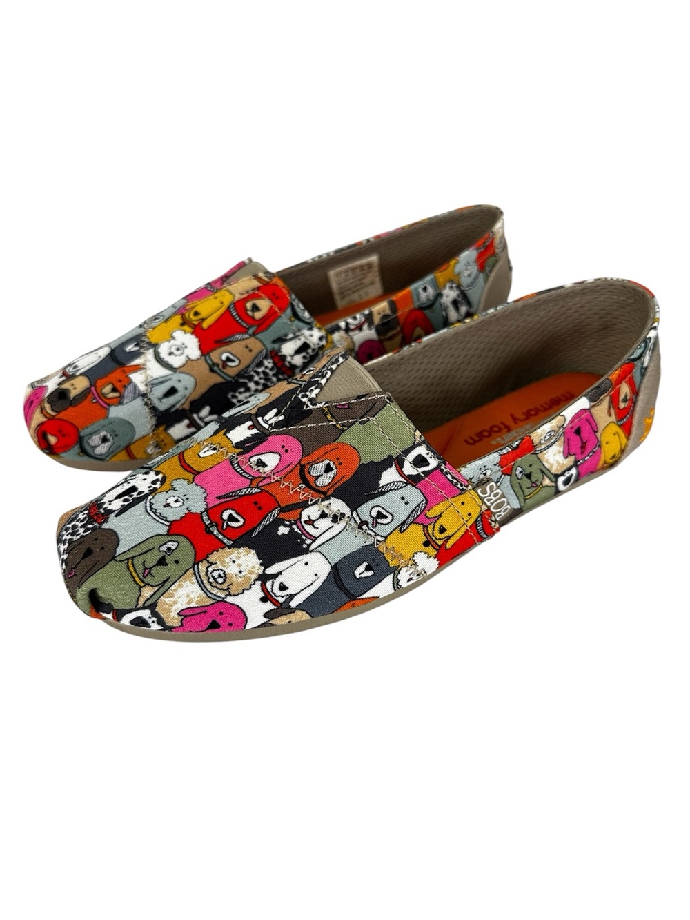 Skechers Bobs For Dogs Shoes Slip On Lightweight Multicolor Dog Print Women’s 7